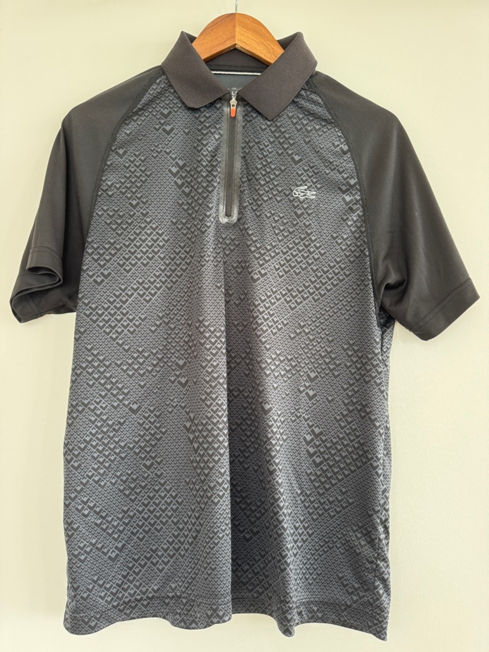 Lacoste Black Geometric Zip Polo